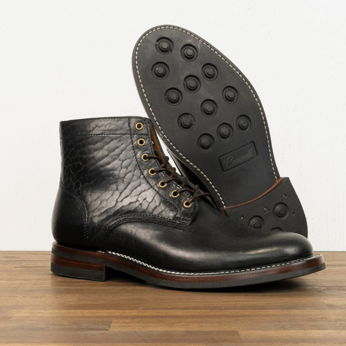 Lisbon Stitchdown - Black Rustic Horsebutt